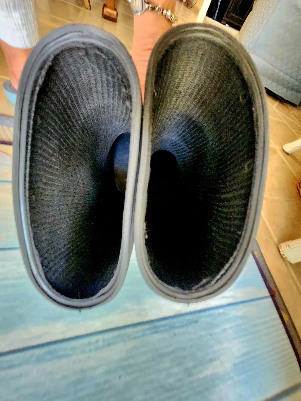 Black Waterproof Rain Boots with Brown Outsole
